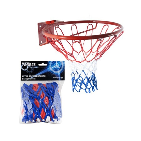 Купить Сетка баскетбольная Torres, нить 4 мм, бело-сине-красная в Сясьстрое 