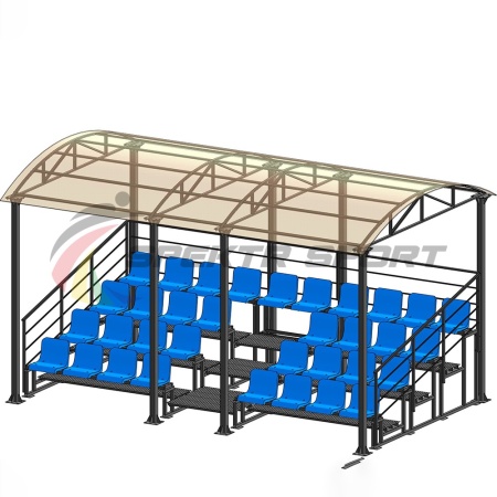 Купить Трибуна для зрителей 4 ряда на 34 места с навесом и перилами в Сясьстрое 